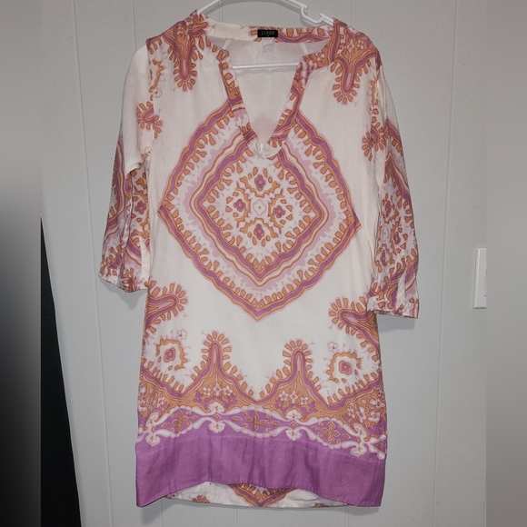 J. Crew Gorgeous 😍 , Orange , And Purple , Boho , Style Dress - Picture 3 of 16
